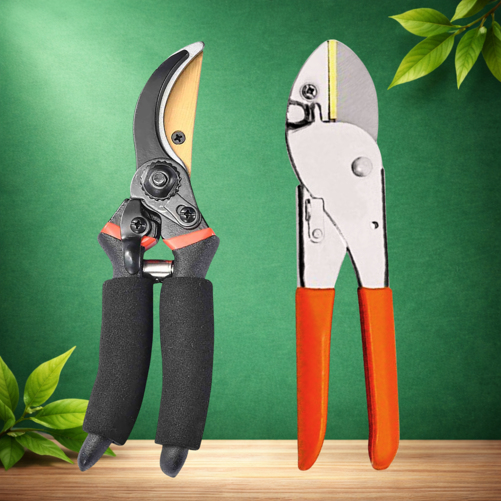 Heavy Duty Bypass Pruning Shears and Roll Cut Pruning Secateur