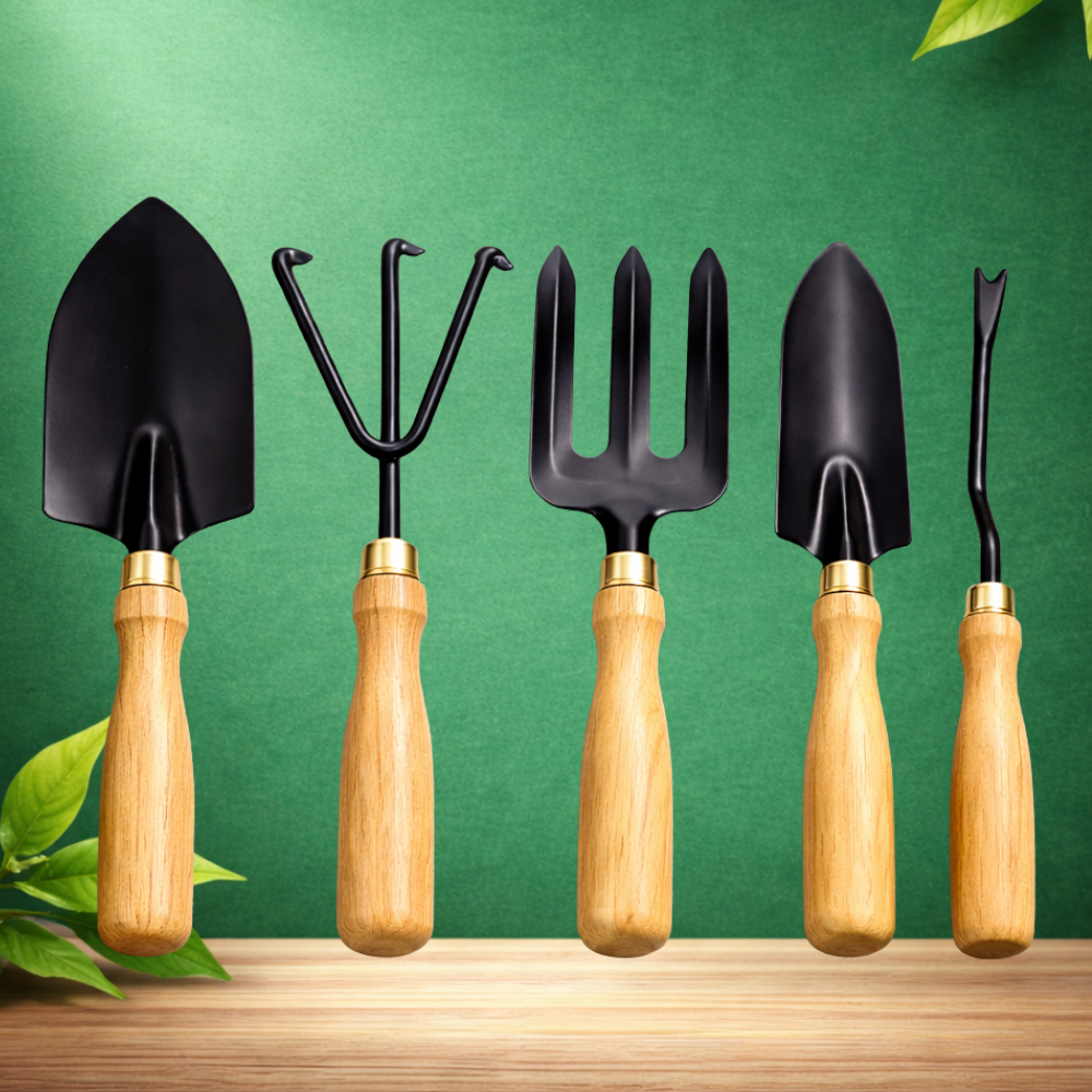 Garden Tool Set of 5 Big Wooden Handle