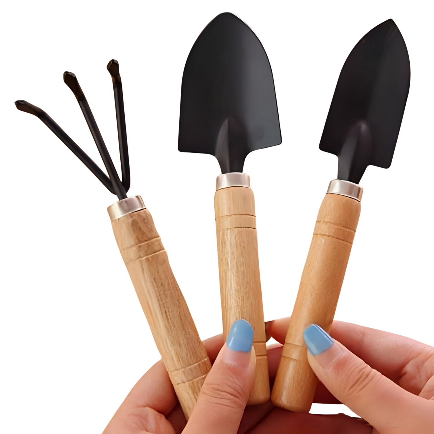 Garden Tool Set of 3 Mini with Wooden Handles