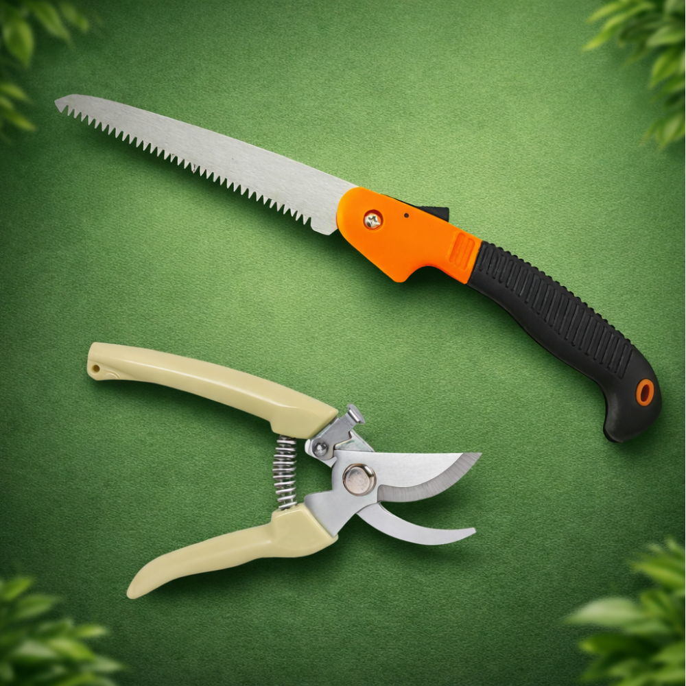 Folding Hand Saw and Pruning Shears Set
