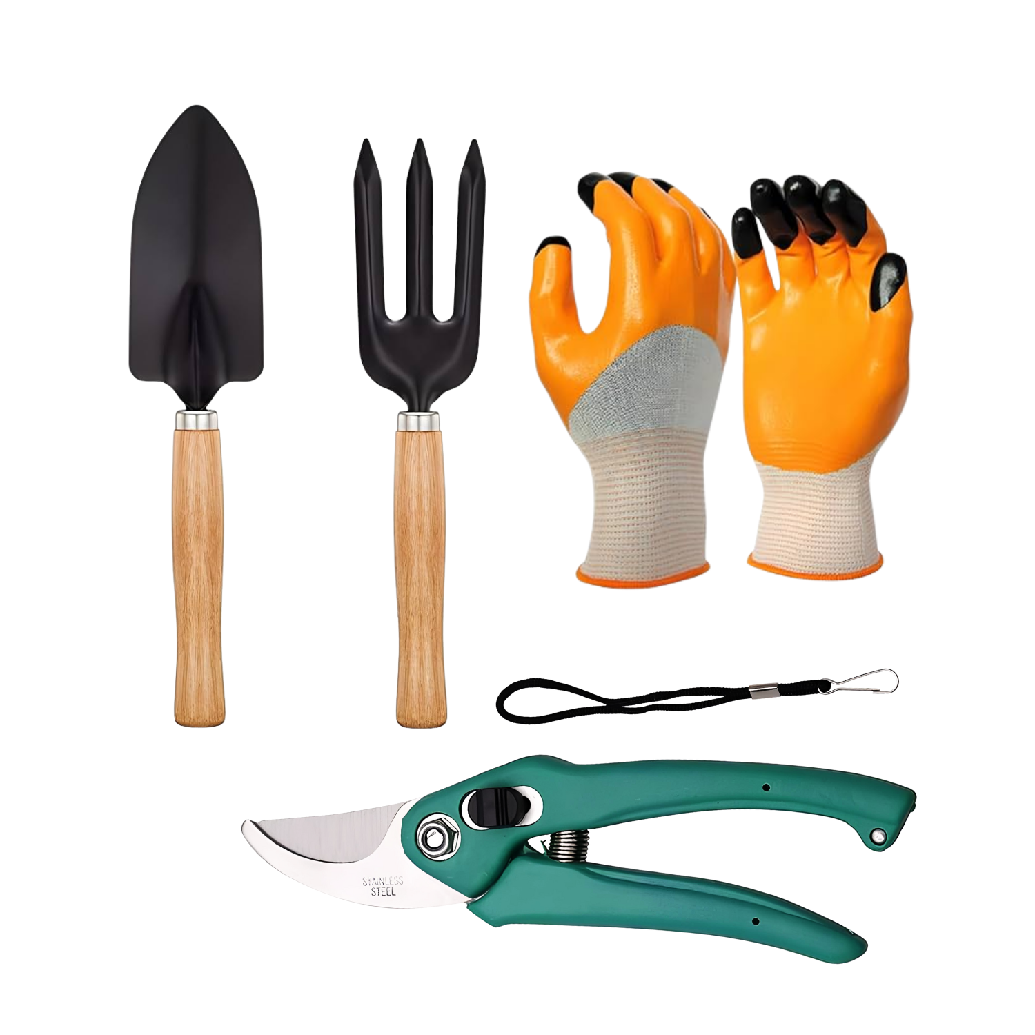 Garden Tool Set with Wooden Handles 4 Piece
